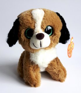 Hund mit Glitzeraugen 15cm beige
