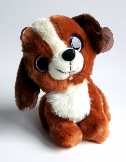 Hund mit Glitzeraugen 15cm braun