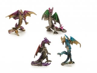 Drache Metallfigur 7cm 4er-Set