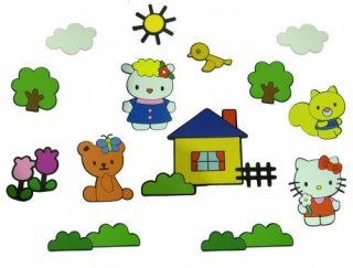 Hello Kitty Wanddeko Set 14-teilig